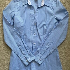 Ladies‎ pinstripe, long-sleeved button blouse